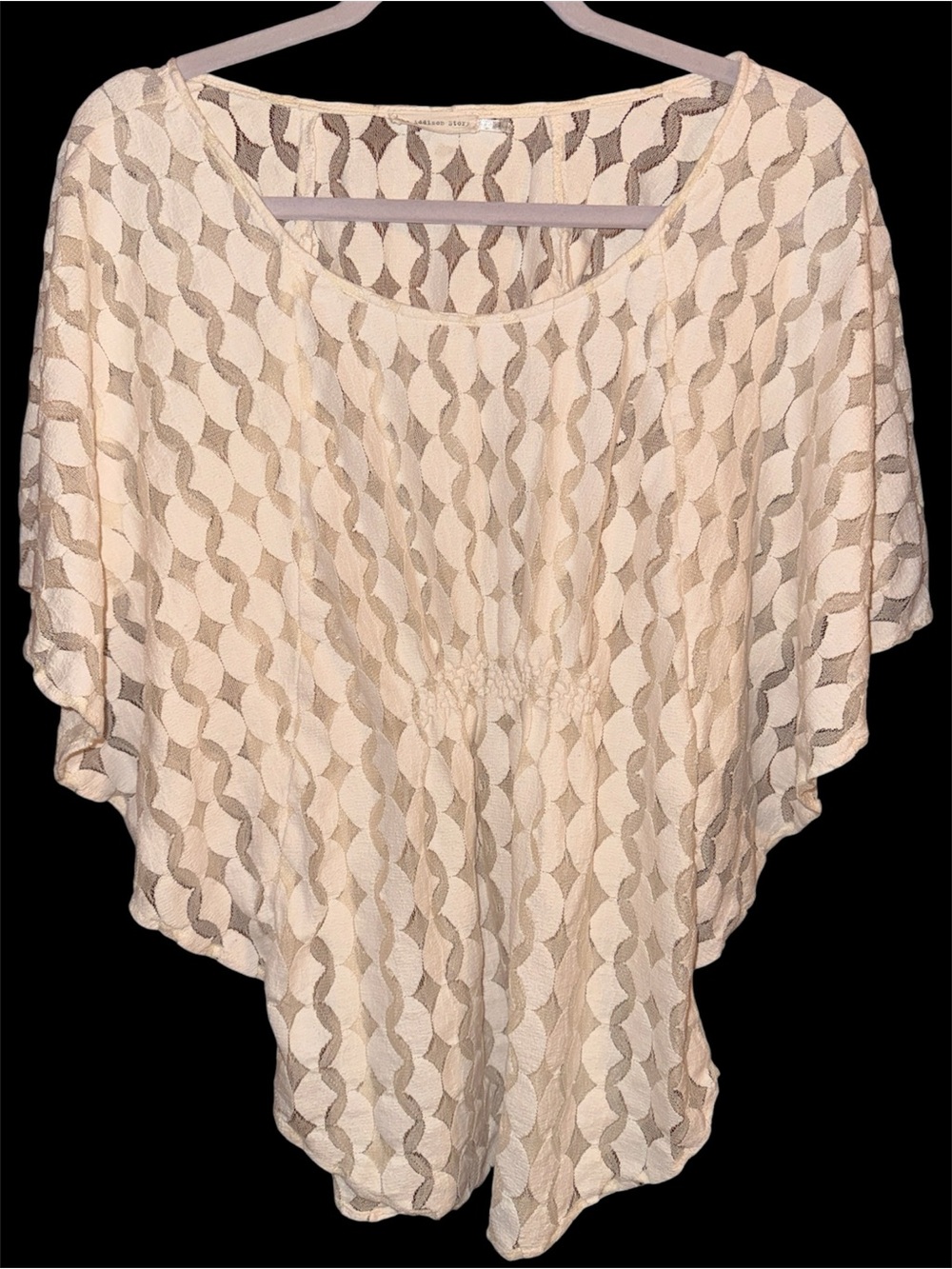 Anthropologie The Addison Story Lace Open Weave Batwing Blouse Women’s Size L